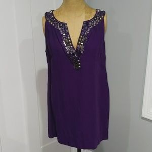 Beautiful Royal Purple Embellished Shift Dress